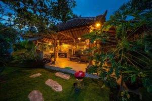 Outdoor kitchen at night